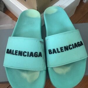 Woman’s Balenciaga Mint Green Slides